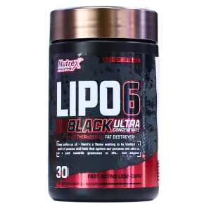 LIPO 6 BLACK UC 30 CAPS – NUTREX 18 Suplemento Lipo 6 Black Ultra Concentrate de Nutrex, diseñado para la quema de grasa y la termogénesis. Este producto viene en un envase de 30 cápsulas líquidas de acción rápida, ideal para quienes buscan potenciar su metabolismo y alcanzar sus objetivos de pérdida de peso. Lipo 6 es conocido por su fórmula potente que ayuda a aumentar la energía y la concentración durante el entrenamiento. Perfecto para quienes desean un apoyo adicional en su régimen de fitness.