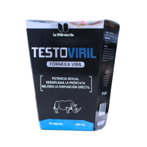 TESTOVIRIL 50 CÁPSULAS – LA MILENARIA 12 Suplemento Testoviril de La Milenaria, presentado en un envase de 50 cápsulas. Fórmula viril diseñada para potenciar la sexualidad, desinflamar la próstata y mejorar la disfunción eréctil. Cada cápsula contiene 500 mg de ingredientes activos que promueven la salud masculina. Ideal para quienes buscan aumentar su rendimiento sexual y bienestar general.