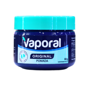 VAPORAL ORIGINAL 60GR POMADA 4 Pomada Vaporal Original de 60 g, ideal para aliviar congestión nasal y malestar muscular. Su fórmula proporciona un efecto refrescante y calmante, perfecta para el uso en casa. Producto de confianza en el cuidado de la salud familiar.