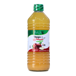 VINAGRE DE SIDRA DE MANZANA CON MADRE 500 ML – ABUELA GEA 16 Botella de vinagre de manzana de 500 ml, con etiqueta que destaca sus beneficios y origen natural. Ideal para aderezos, marinados y usos culinarios.