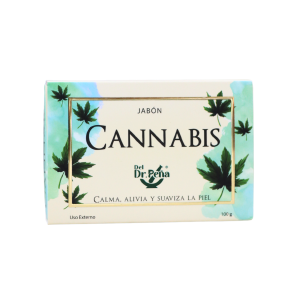 JABON CANNABIS 100 GR – DR. PEÑA 4 Jabón de cannabis del Dr. Peña, presentado en una caja con diseño natural. Este producto está formulado para calmar, aliviar y suavizar la piel. Ideal para quienes buscan un cuidado dermatológico suave y efectivo. Contiene ingredientes derivados del cannabis que aportan propiedades beneficiosas para la piel. Peso neto de 100 g, uso externo.