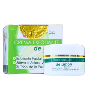 Crema exfoliante de limón en envase de 250 g, ideal para el cuidado facial y corporal. Este producto ayuda a suavizar, aclarar y unificar el tono de la piel. Su fórmula enriquecida con extracto de limón proporciona una exfoliación efectiva, eliminando células muertas y dejando la piel fresca y radiante. Perfecta para incluir en tu rutina de belleza diaria.