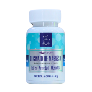 GLICINATO DE MAGNESIO 650MG X 60 CÁPSULAS – VITAHEALTH 12 Suplemento de glicinato de magnesio de VitaHealth, presentado en frasco de 60 cápsulas. Diseñado para ayudar a reducir el estrés y la ansiedad, así como para promover la relajación muscular. Ideal para quienes buscan mejorar su bienestar general y equilibrar su salud mental y física.