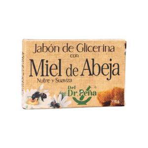 JABON GLICERINA CON MIEL DE ABEJA 110 GR – DR. PEÑA 20 Jabón de glicerina con miel de abeja Del Dr. Peña, ideal para nutrir y suavizar la piel. Presentación de 100 gramos, enriquecido con propiedades naturales que ayudan a mantener la hidratación y mejorar la textura de la piel. Perfecto para el cuidado diario.