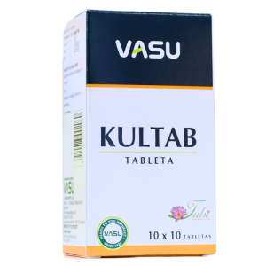 KULTAB TABLETAS – VASU 12 Caja de Kultab de Vasu, que contiene 100 tabletas en total, presentando un diseño moderno y atractivo. Ideal para el bienestar y la salud, este producto destaca por su calidad y eficacia. Perfecto para quienes buscan soluciones naturales y efectivas.