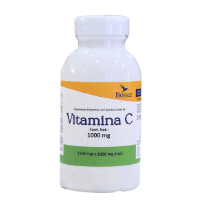 VITAMINA C 1000MG – BOSSER 16 Botella de vitamina C de 1000 mg de la marca Bosser, contiene 180 cápsulas. Suplemento alimenticio para fortalecer el sistema inmunológico y mejorar la salud general.