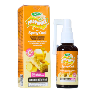 PROPOMIEL SPRAY 50 ML FRUTOS ROJOS – VR INDUSTRIA 8 Spray Oral Propomiel de 50 ml, un suplemento alimenticio a base de jengibre, propóleo, vitamina C y miel de abeja. Ideal para fortalecer el sistema inmunológico y mejorar la salud bucal. Presentado en un práctico envase con pulverizador, facilita su uso diario. Perfecto para quienes buscan un producto natural y efectivo para el bienestar.
