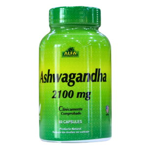 ASHWAGANDHA 2100 MG (60 CÁPSULAS) – ALFA VITAMINS 30 Botella de Ashwagandha 2100 mg de Alfa, que contiene 60 cápsulas. Su fórmula está diseñada para reducir los niveles de cortisol y mejorar el bienestar general. Producto natural con respaldo clínico que apoya la salud mental y física. Ideal para quienes buscan un suplemento adaptógeno.