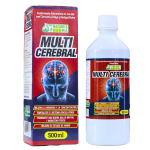 MULTI CEREBRAL 500 ML – NATURES PHARMA 30 Suplemento alimenticio en jarabe Multi Cerebral de Nature's Pharma, presentado en un envase de 500 ml. Diseñado para mejorar la memoria y la concentración, fortalecer el sistema circulatorio y proporcionar nutrientes esenciales para la salud mental. Ideal para quienes buscan potenciar su rendimiento cognitivo de manera natural.