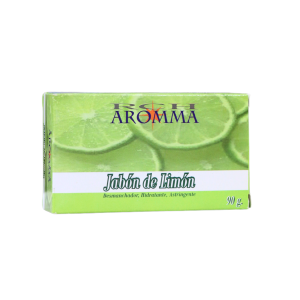 Jabón de limón Aromma, 90 g, ideal para limpiar e hidratar la piel. Su fórmula refrescante proporciona una sensación de frescura y vitalidad. Perfecto para uso diario, este jabón natural es adecuado para todo tipo de piel.