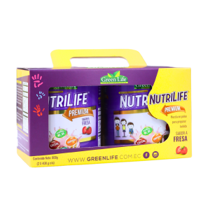 NUTRILIFE PREMIUM FRESA 2X400 GR – GREEN LIFE 4 Paquete de Nutrilife Premium de Green Life, que incluye dos frascos de 400 g cada uno, sabor fresa. Este producto es ideal para complementar la alimentación diaria, ofreciendo nutrientes esenciales y un delicioso sabor. Perfecto para quienes buscan una opción saludable y nutritiva. Su diseño práctico con asa facilita el transporte.