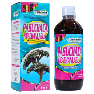 PASUCHACA + CACHANLAGUA 500 ML – MÁS SALUD NATURAL 6 Imagen que muestra un frasco de 500 ml de Pasuchaca + Cachanalga, un suplemento natural de la marca Más Salud. El envase incluye información sobre sus beneficios para la salud, así como instrucciones de uso. Ideal para quienes buscan productos naturales para mejorar su bienestar.