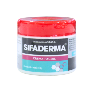 SIFADERMA CREMA FACIAL – SIFAL 8 Crema facial Sifaderma de Laboratorios Sifal S.C. en envase de 60 gramos. Ideal para el cuidado de la piel, esta crema está formulada para hidratar y nutrir, mejorando la apariencia del rostro. Su presentación en frasco permite una fácil aplicación y es adecuada para todo tipo de piel.