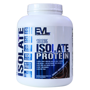 100% ISOLATE PROTEIN 5 LBS CHOCOLATE – EVL NUTRITION 28 Envase de proteína aislada 100% de Evlution Nutrition, con 25 gramos de proteína por porción, 100 calorías, libre de gluten y grasas. Ideal para suplementar la dieta y apoyar el desarrollo muscular.