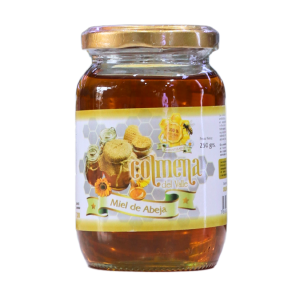 MIEL DE ABEJA 250G – COLMENA 14 Frasco de miel de abeja de 250 gramos de la marca Colmena del Valle. El envase presenta un diseño atractivo con imágenes de panales y flores, destacando la pureza y calidad del producto. Ideal para endulzar alimentos y bebidas, así como para su uso en recetas de cocina y remedios naturales. La miel es un producto natural, rico en nutrientes y beneficioso para la salud.