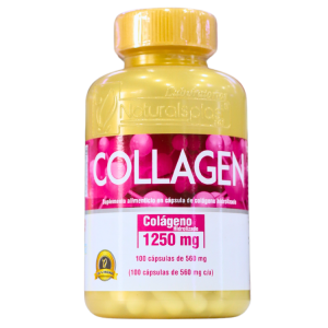 COLLAGEN 100 CÁPSULAS – NATURALS PLAST 30 Suplemento de colágeno en cápsulas de 1250 mg, ideal para mejorar la salud de la piel, cabello y uñas. Presenta 100 cápsulas de 560 mg, perfectas para el consumo diario. Este producto contribuye a la elasticidad y firmeza de la piel, ayudando a combatir los signos del envejecimiento. Su fórmula se destaca por su alta calidad y efectividad. Ideal para quienes buscan mantener una apariencia juvenil y saludable.