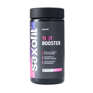 TEST BOOSTER – SAXOFIT 24 Frasco de Saxofit Test Booster, un suplemento diseñado para mejorar los niveles de testosterona. Este producto ayuda a incrementar la energía y la vitalidad, favoreciendo el rendimiento físico y la fuerza. Contiene 120 cápsulas, ideales para quienes buscan optimizar su entrenamiento y potenciar su bienestar general. Perfecto para hombres que desean aumentar su rendimiento deportivo y mejorar su calidad de vida.