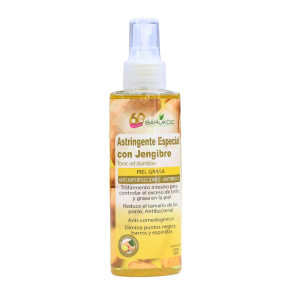 ASTRINGENTE ESPECIAL CON JENGIBRE 125 ML – BARUKCIC 14 Astringente especial con jengibre para piel grasa, en presentación de spray. Este tónico ayuda a controlar el exceso de brillo y reduce la apariencia de los poros. Además, posee propiedades antibacterianas y anti-comedogénicas, eliminando impurezas y mejorando la textura de la piel. Ideal para el uso diario en rutinas de cuidado facial.