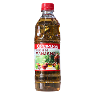 VINAGRE DE MANZANA 450 ML – CONDIMENSA 20 Botella de vinagre de manzana Condimensa, 500 ml, con etiqueta que muestra manzanas frescas y el logo de la marca. Ideal para aderezos, marinados y recetas saludables.