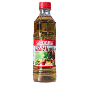 VINAGRE DE MANZANA 350 ML – CONDIMENSA 22 Botella de vinagre de manzana de la marca Condimentos, con un diseño atractivo y tapa roja. Este vinagre es ideal para aderezar ensaladas, marinadas y recetas de cocina. Su color dorado y su sabor ácido aportan un toque especial a los platillos. Perfecto para quienes buscan una opción saludable y natural en su dieta.
