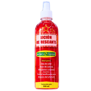 LOCIÓN REFRESCANTE 500 ML – NATURES GARDEN 20 Loción refrescante de 500 ml de Nature's Garden, ideal para aliviar el calor en días calurosos, reducir el dolor de cabeza y tratar infecciones cutáneas. Su fórmula proporciona un efecto tonificante y refrescante, perfecta para usar después del afeitado.