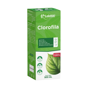 CLOROFILA 500 ML – LABMAC 28 Frasco de clorofila líquida de 500 ml de Labmac, envase verde con diseño moderno. Ideal para complementar la dieta y ofrecer beneficios antioxidantes y digestivos. Contiene información sobre su uso recomendado y certificaciones de calidad. Perfecto para quienes buscan un suplemento natural.