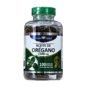 ACEITE DE OREGANO 1500 MG – LIVING NATURAL 6 Frasco de aceite de orégano de 1500 mg, contiene 100 cápsulas blandas. Suplemento natural que apoya la salud y el bienestar. Ideal para fortalecer el sistema inmunológico y mejorar la digestión. Producto de Living Natural, reconocido por su calidad y pureza.