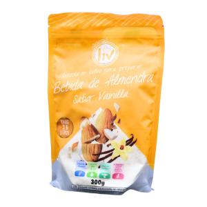 BEBIDA DE ALMENDRAS 300GR VAINILLA – LIV NUTRITION 32 Paquete de 300 gramos de bebida de almendra sabor vainilla en polvo, ideal para preparar una deliciosa bebida vegetal. Este producto es una alternativa saludable a la leche, fácil de disolver y con un rendimiento de 1.5 litros. Perfecto para quienes buscan opciones lácteas sin lactosa o veganas. Ideal para batidos, café o como complemento en recetas.