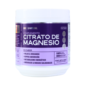 CITRATO DE MAGNESIO 100 SERVIDAS 400 GR – ONLY NATURAL 28 Complemento de citrato de magnesio en polvo de la marca Only Natural. Envase de 300 gramos, sin sabor, diseñado para facilitar la rápida absorción. Promueve el relax y descanso, apoya el metabolismo energético y contribuye a mantener músculos y huesos saludables. Ideal para quienes buscan un suplemento natural para mejorar su bienestar general.