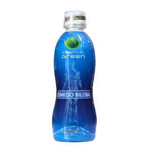 GINKGO BILOBA 500 ML – ESSENCIAL GREEN 8 Botella de agua saborizada con Ginkgo Biloba de la marca Essential Green. El diseño es moderno, con un color azul predominante y detalles en verde. Ideal para quienes buscan una bebida refrescante y saludable que aporte beneficios cognitivos y antioxidantes. Perfecta para llevar a cualquier lugar y disfrutar de sus propiedades naturales.