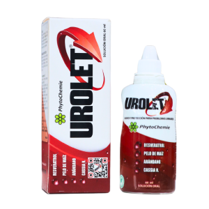 UROLET 60 ML – PHYTOCHEMIE 20 UROLET es una solución oral de 60 ml, diseñada para el bienestar renal y la salud del tracto urinario. Contiene ingredientes naturales como resveratrol, pelo de maíz, ananás y cassia K, que ayudan en la función diurética y la eliminación de toxinas. Su presentación incluye un envase práctico y fácil de usar, ideal para quienes buscan un complemento natural en su rutina de salud.