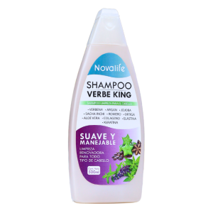 SHAMPOO VERBE KING 500 ML – NOVALIFE 6 Champú Verbe King de Novalife, formulado con ingredientes naturales como sábila, argán y jojoba. Ofrece limpieza y suavidad, ideal para todo tipo de cabello. Presentación de 500 ml, diseñado para dejar el cabello manejable y saludable. Perfecto para el cuidado diario del cabello.