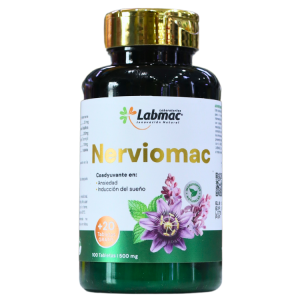 NERVIOMAC 120 TABLETAS – LABMAC 20 Suplemento Nerviomac de Labmac, formulado con ingredientes naturales para ayudar en la reducción de la ansiedad e inducir el sueño. Contiene 100 tabletas de 500 mg cada una, ideal para quienes buscan un alivio natural del estrés y mejorar la calidad del descanso. Perfecto para complementar un estilo de vida saludable.