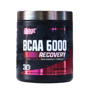 BCAA 6000 FRUIT PUNCH 30 SERV – NUTREX 20 Suplemento BCAA 6000 Recovery de Nutrex en sabor Fruit Punch, diseñado para mejorar la recuperación muscular y el rendimiento deportivo. Contiene aminoácidos esenciales que favorecen la regeneración y el crecimiento muscular. Ideal para atletas y entusiastas del fitness que buscan optimizar su entrenamiento y reducir la fatiga. Presentación en envase de 300 gramos.