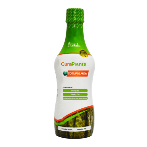 Botella de CuraPlants Totulpulmon, un producto especializado para el cuidado de plantas. Ideal para fortalecer la salud vegetal, mejorar la fotosíntesis y combatir plagas. Presenta un diseño ergonómico y fácil de usar, con una capacidad de 500 ml. Perfecto para jardineros y amantes de las plantas que buscan soluciones efectivas y ecológicas para el mantenimiento de su jardín.