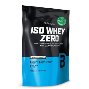 ISO WHEY ZERO 500GR VAINILLA – BIOTECH USA 8 Proteína en polvo ISO Whey Zero de BioTechUSA, sabor vainilla. Formulada con proteína aislada de suero, glutamina y BCAAs. Ideal para quienes buscan un suplemento bajo en calorías, sin lactosa, azúcares ni grasas. Presentación de 500 gramos que proporciona 20 dosis. Perfecta para aumentar la ingesta proteica y apoyar la recuperación muscular.