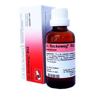 R42 HAEMOVENIN – DR. RECKEWEG 24 Frasco de solución oral Dr. Reckeweg R42, que contiene 10 g de camomila en forma de gotas. El producto está diseñado para el tratamiento de diversas afecciones, respaldado por la homeopatía. La presentación incluye un envase de vidrio con tapa dosificadora y una caja que proporciona información sobre su uso y dosificación. Ideal para quienes buscan alternativas naturales para el bienestar.